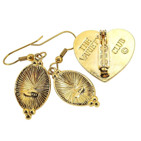 Lot Vintage Jewelry Love Hearts Goldtone & Red Rhinestones Enamel Incl Avon USPS - Picture 9 of 11